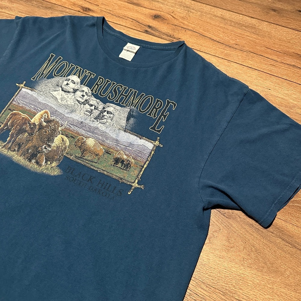 Vintage Delta Mount Rushmore Black Hills South Dakota Blue T-Shirt Mens 2XL